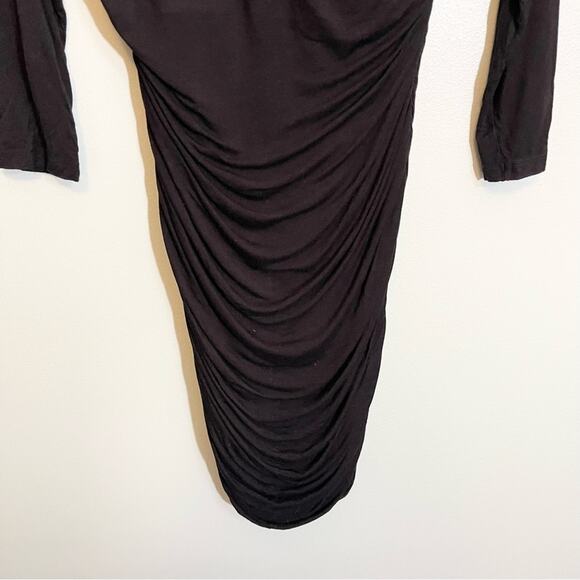 H&M Women's Black Long Sleeve Form Fitting Ruched Dress Size Medium - Picture 4 of 13